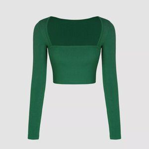 NWT Cider Green Knit Square Neck Long Sleeved Top